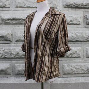New York & Company Button Up Striped Blouse